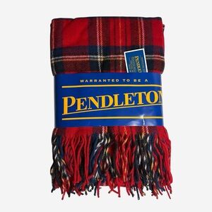 NWT Pendleton Highland Motor Robe 100% Virgin Wool Blanket Red Tartan Plaid